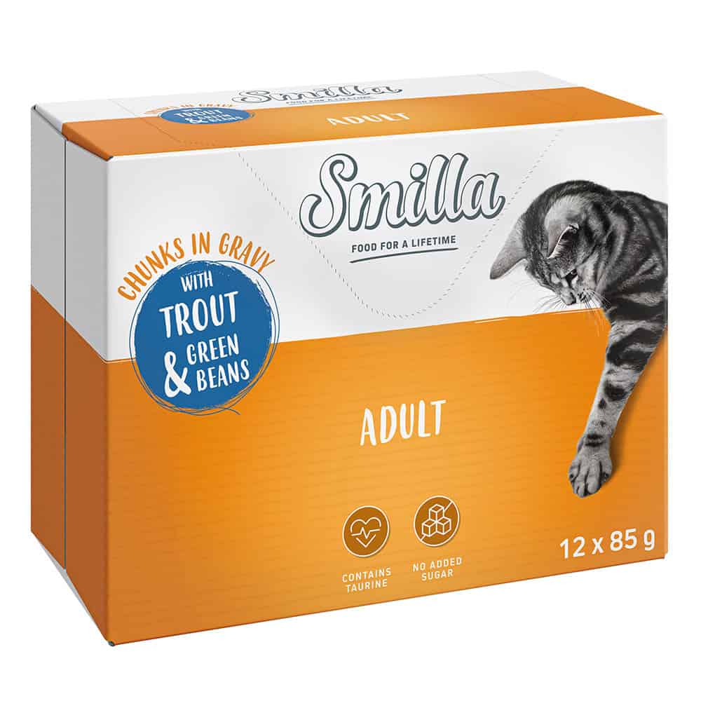 Smilla fresh zakjes Volwassen hapjes met groenten – Forel en sperziebonen – 12 x 85 g