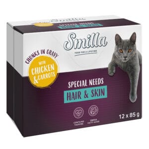 Smilla Hair & Skin Hapjes met Groenten 12 x 85 g - met Kip en Wortels