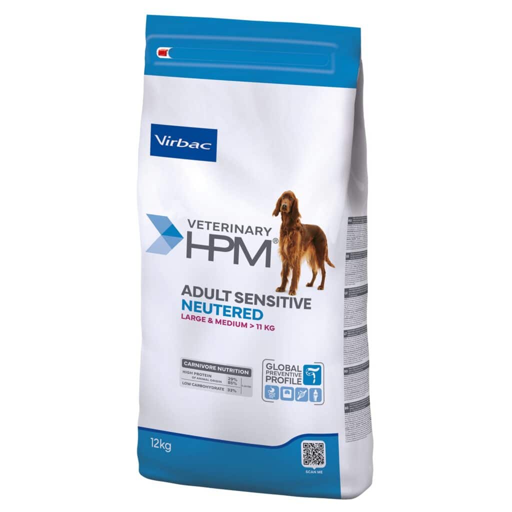 Virbac Veterinary HPM Adult Sensitive Neutered Hond Large & Medium – 12 kg