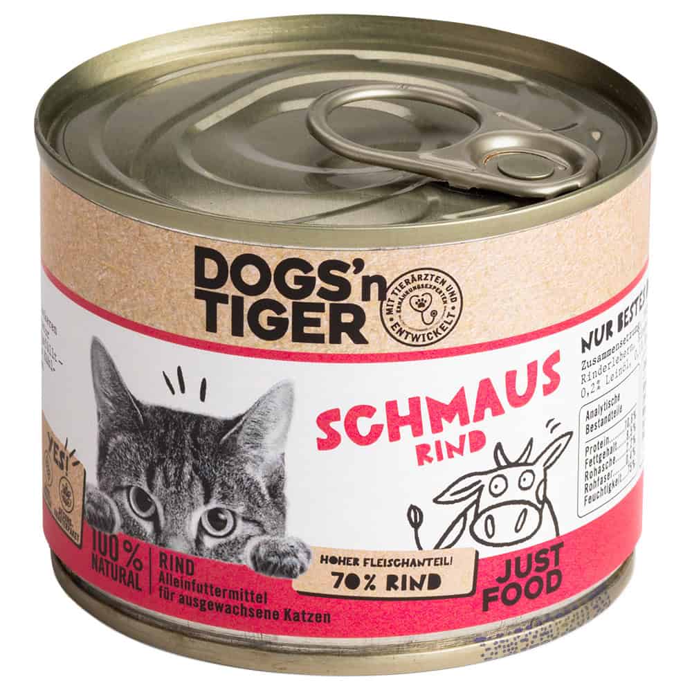 Dogs’n Tiger Adult Cat Smullen van rundvlees kattenvoer nat – 12 x 200 g