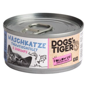 Voordeelpakket: 24x70g Dogs'n Tiger Cat Filet tonijn & Garnalen nat kattenvoer