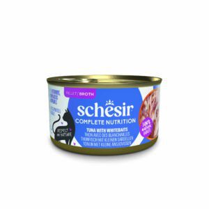 Voordeelpakket: 24x85g Schesir Complete Nutrition Filet in bouillon tonijn met witvis natvoer voor katten