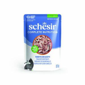 Voordeelpakket: 24x85g Schesir Complete Nutrition filet in gelei tonijn met witte vis natvoer voor katten