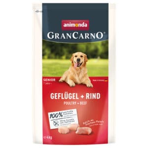 Voordeelpakket: 2x4kg animonda GranCarno Senior Gevogelte + Rund droogvoer voor honden