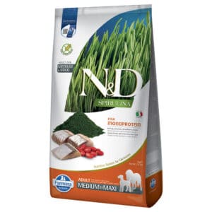 N&D Spirulina N&D Dog Spirulina Adult Medium/Maxi met haring droog hondenvoer – 7 kg