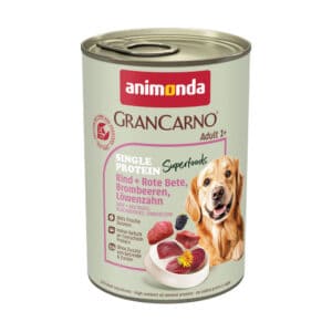 Voordeelpakket Animonda GranCarno Adult Single Protein Superfoods 24 x 400 g Rundvlees + rode biet, bramen, paardenbloem