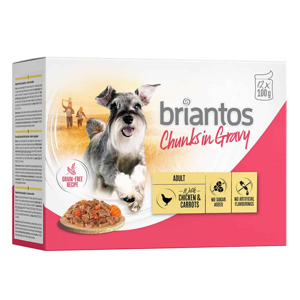 Voordeelpakket Briantos Chunks in Gravy 48 x 100 g – Kip & Wortel