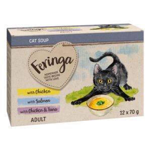Voordeelpakket Feringa Kattensoep 24 x 70 g - Mixpakket (Kip, Zalm, Kip en tonijn)