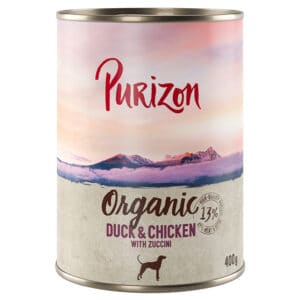 Voordeelpakket: Purizon Organic 24 x 400 g - Eend en kip met courgette