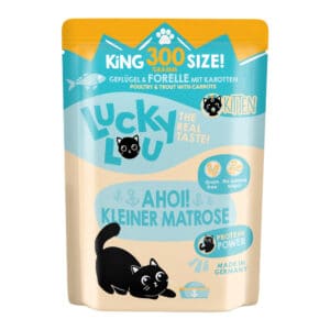 Voordeelverpakking : 2x300g Gevogelte & Forel Lucky Lou Kitten Kattenvoer Nat