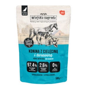 Wiejska Zagroda paardenvlees met kalfsvlees natvoer voor volwassen honden – 500 g
