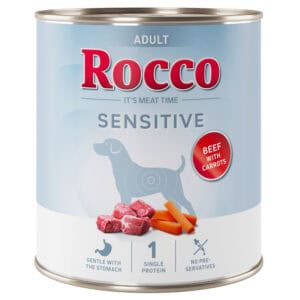 Voordeelverpakking Rocco Sensitive 24 x 400 / 800 g Nieuwe receptuur - 24 x 800 g: Rundvlees met wortelen