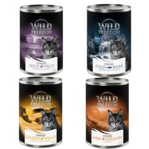 Wild Freedom Adult Sterilised 6 x 400 g - Graanvrij - Gemengd pakket (2 x Kip puur, 2 x Zalm, 1 x Konijn, 1 x Eend)