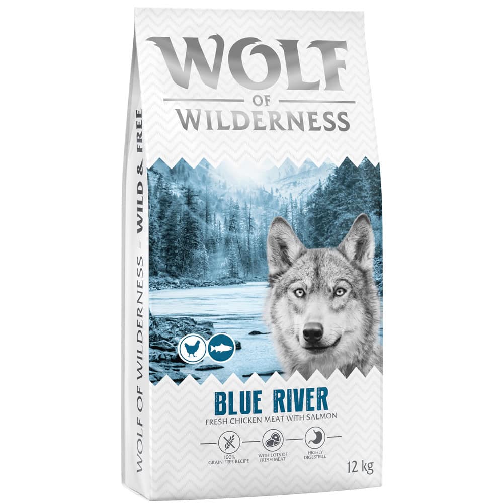 Wolf of Wilderness Adult “Blue River” zalm (Top-seller) – Dubbelpak: 2 x 12 kg Nieuw