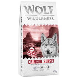 Wolf of Wilderness "Crimson Sunset" Lam & Geit - graanvrij - Dubbelpak: 2 x 12 kg Nieuw Recept