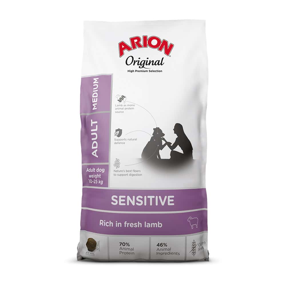 12kg Arion Original Sensitive Medium Breed Lam hondenvoer droog