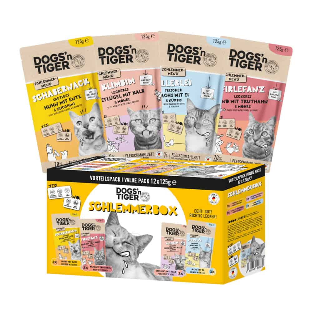 Dogs’n Tiger Cat Mix (4 soorten) nat kattenvoer – 12 x 125 g