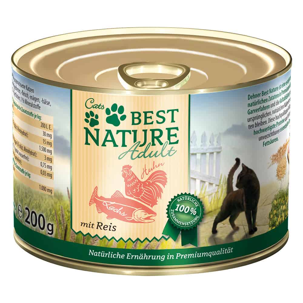 12x 200g Best Nature Cat Adult Zalm, Kip & Rijst
