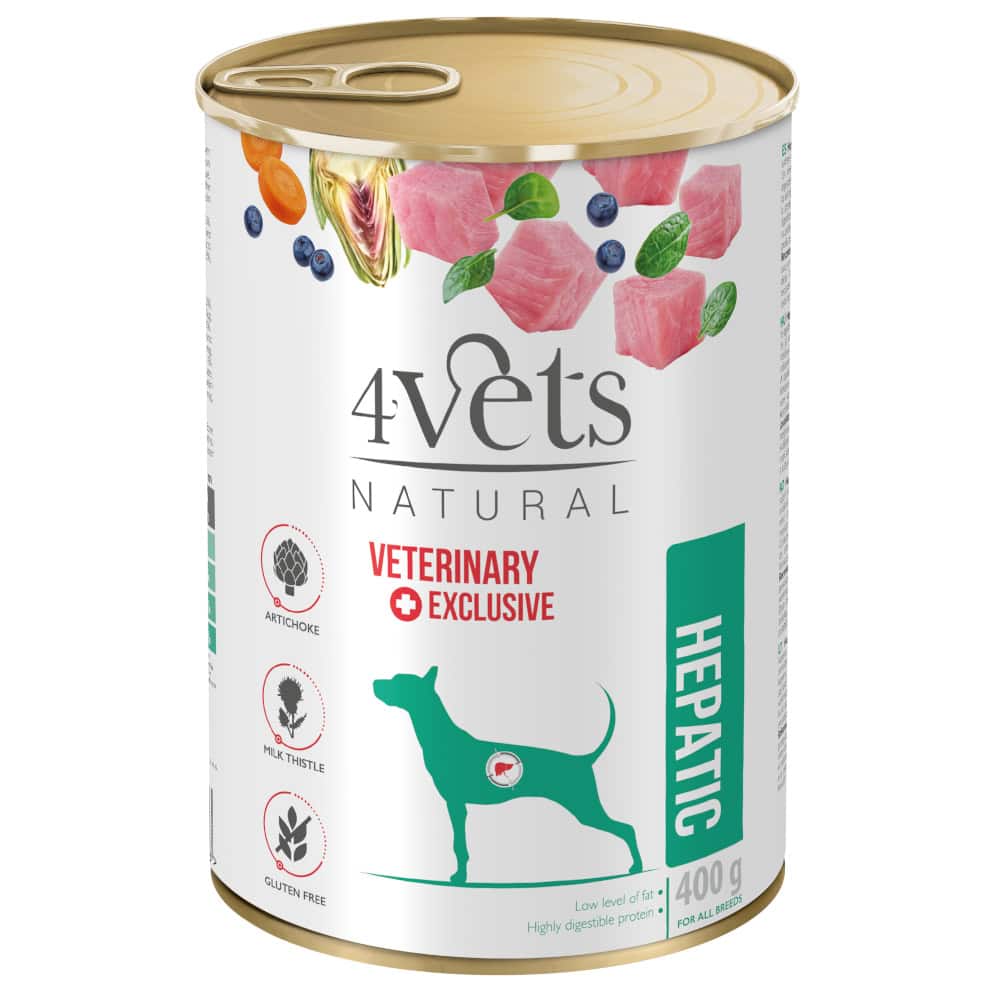 12x 400g 4vets Natural Dog Hepatic hondenvoer nat