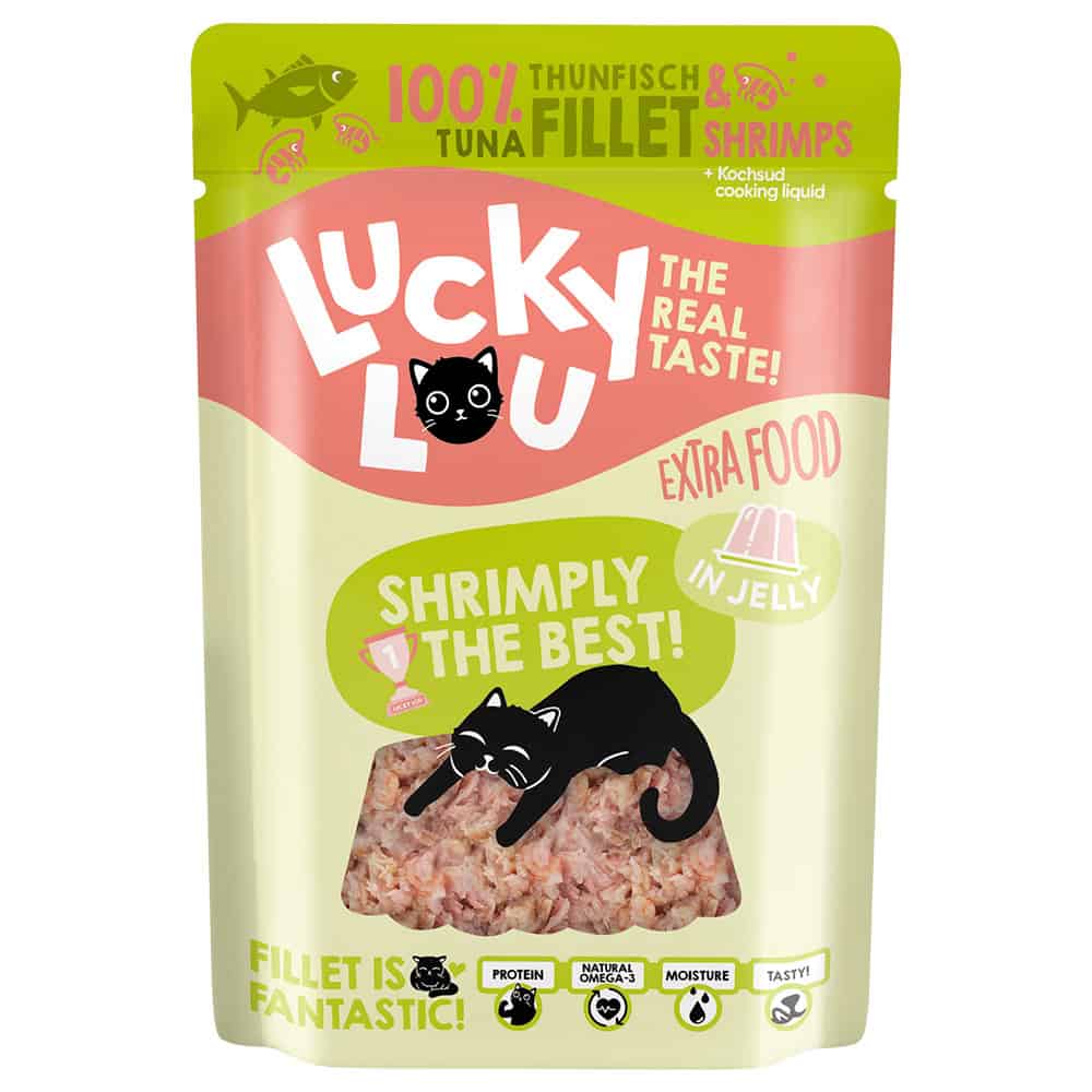 Lucky Lou Extra Food Tonijn & Garnalen in Gelei nat kattenvoer – 12 x 70 g