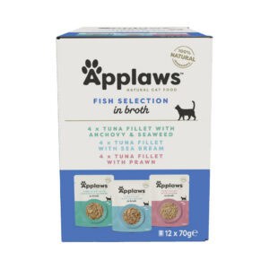12x70g Maaltijdzakjes in Bouillon Vis selectie Applaws Kattenvoer