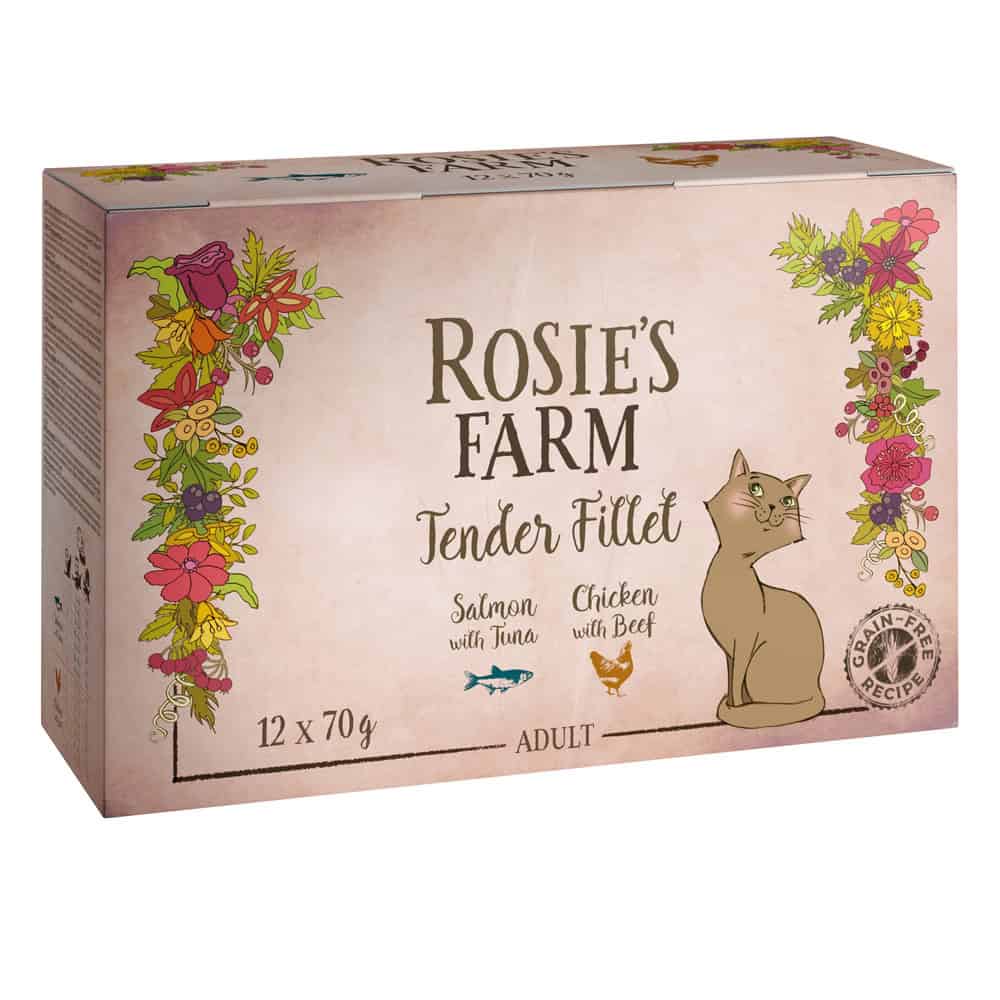 12x70g Rosie’s Farm Tender Filet Mix (2 soorten) nat kattenvoer
