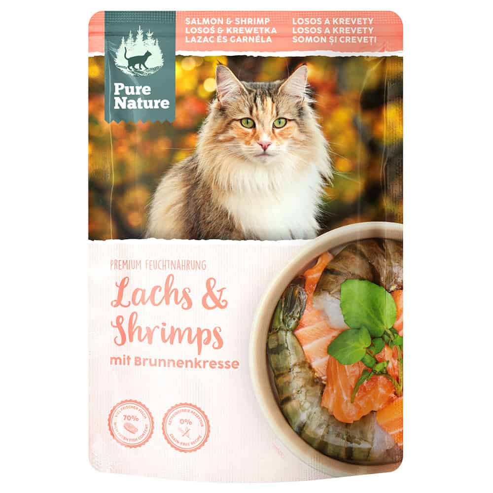 Pure Nature Cat Zalm & Garnalen Nat Kattenvoer – 12 x 80 g