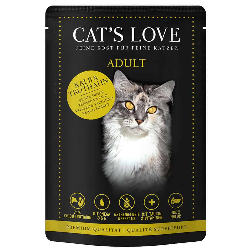 12x85g Cat’s Love Kalf & Kalkoen Nat Kattenvoer