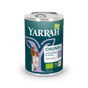 Yarrah Bio Kattenvoer Chunks Kip & Kalkoen – 12 x 405 g
