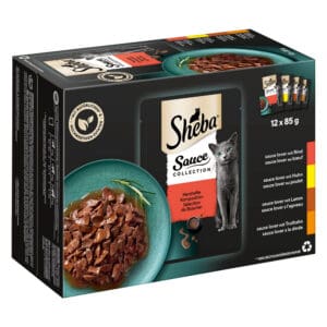 144x85g Saus Collection (Rund, Kip, Lam, Kalkoen) Sheba Variaties Maaltijdzakjes