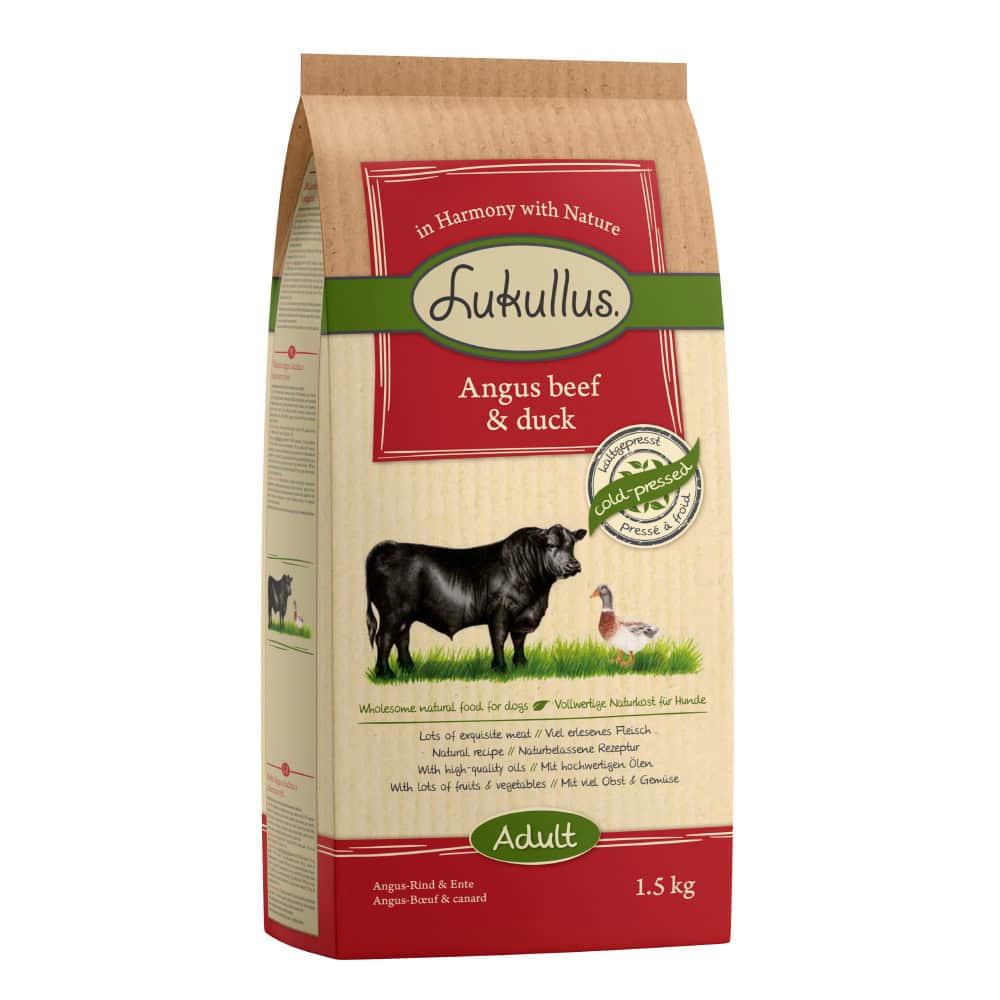 1.5kg Rund & Eend Lukullus Koudgeperst Droog Hondenvoer