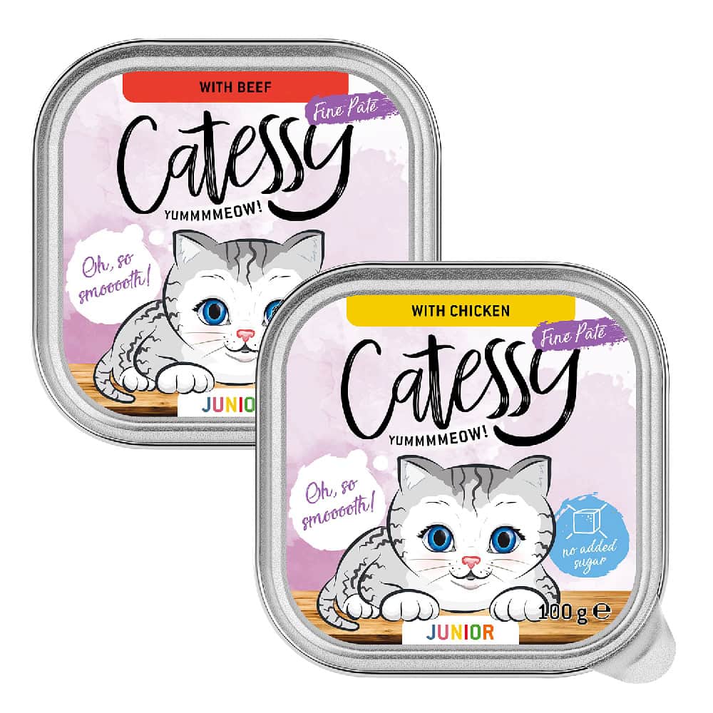 Catessy Junior-Paté Mix (2 soorten) nat kattenvoer – 16 x 100 g