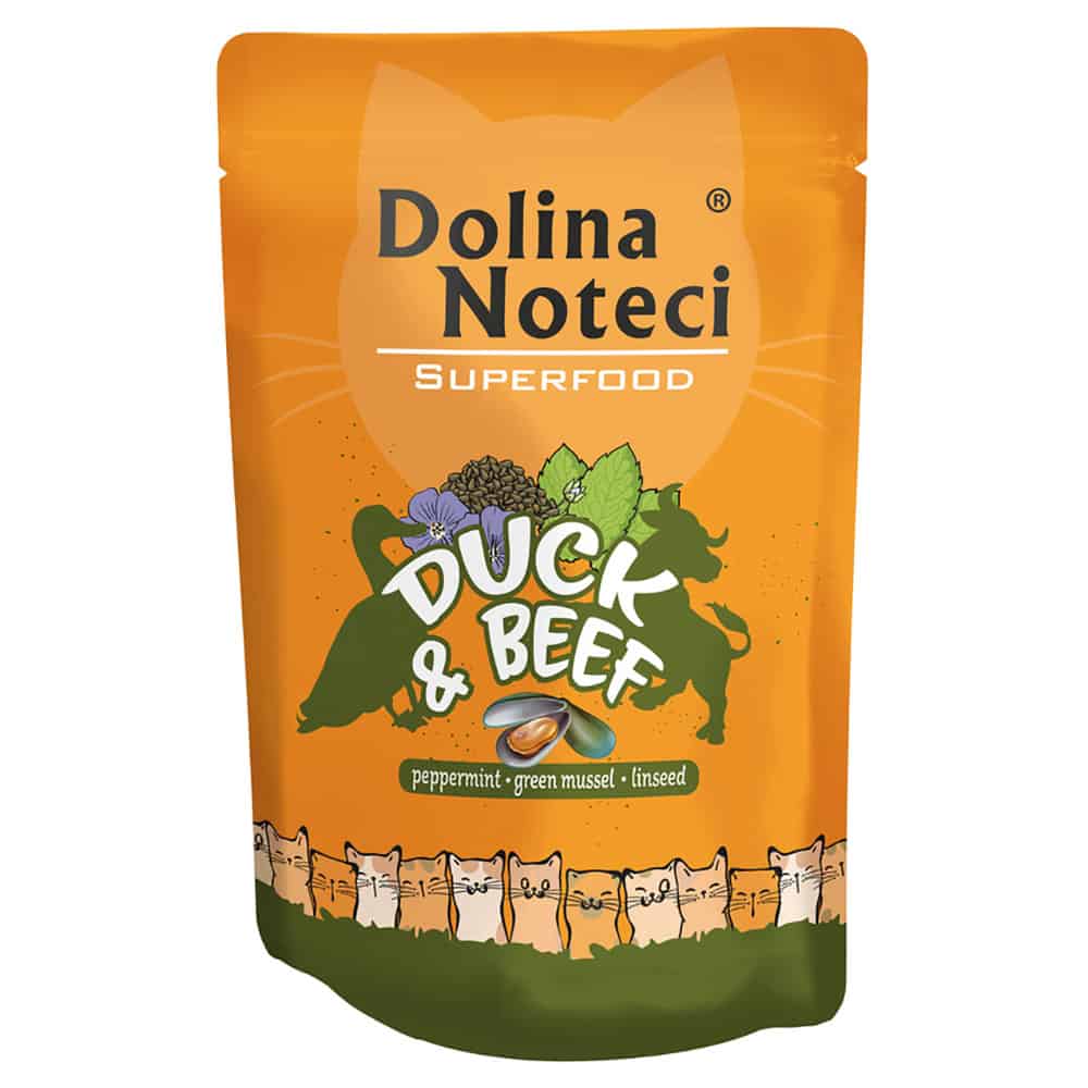 20 x 85 g Dolina Noteci Superfood Eend en Rund nat kattenvoer