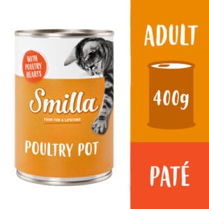 24x400g Gevogelte- en Vispannetje Mals Gevogelte met Gevogelteharten Smilla Kattenvoer