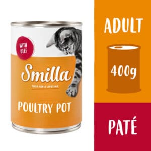 Smilla Gevogelte- en Vispannetje Mals Gevogelte met Rund Kattenvoer – 24 x 400 g