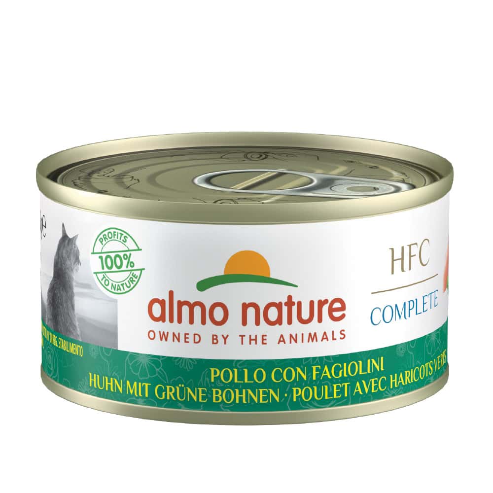 24x 70g Almo Nature HFC Complete katten natvoer kip met sperziebonen Kattenvoer nat
