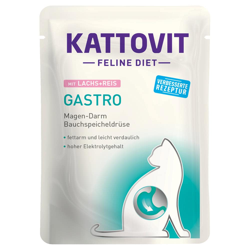 24x85g Gastro Zalm/Rijst Kattovit Maaltijdzakjes Kattenvoer