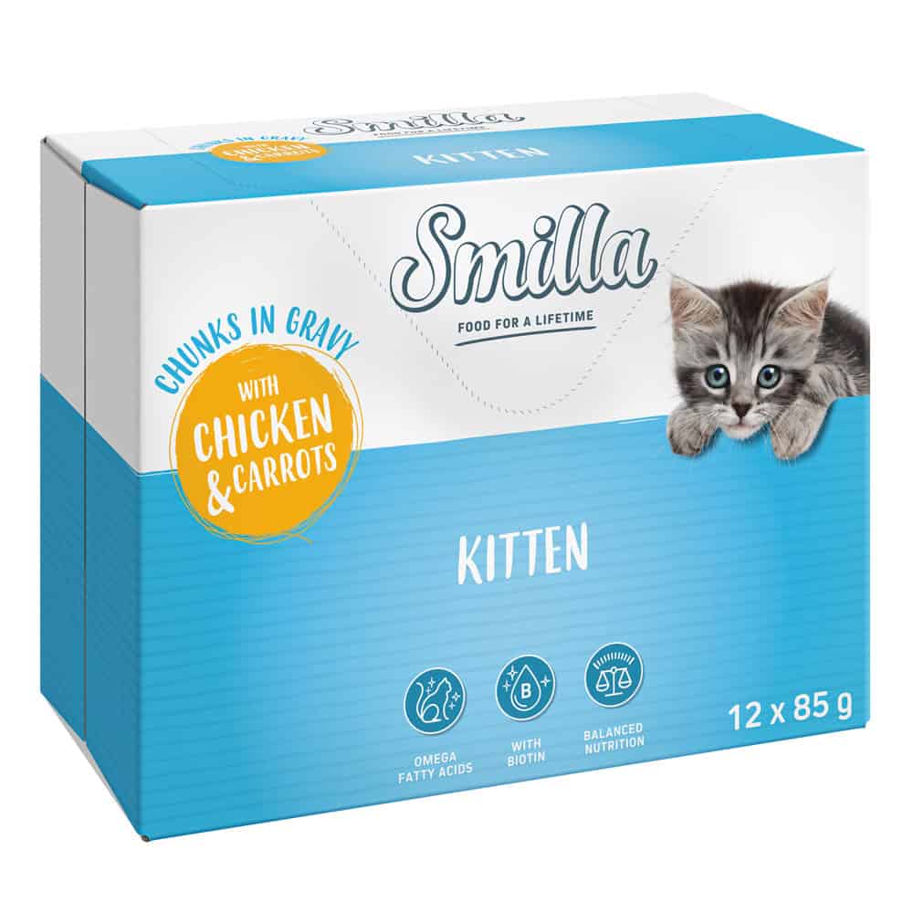 Smilla verse zakjes Kitten Hapjes in saus Kip en Wortelen met groenten – 2,04 kg