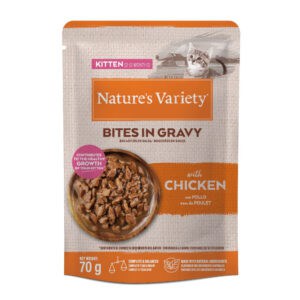 28x70g Kip Nature's Variety Kitten Bites in Saus natvoer voor katten