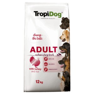 2x 12kg Tropidog Premium Adult Medium & Large Kalkoen & Rijst hondenvoer droog