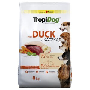 2x8kg Tropidog Premium Adult Small Eend & Rijst droogvoer voor honden
