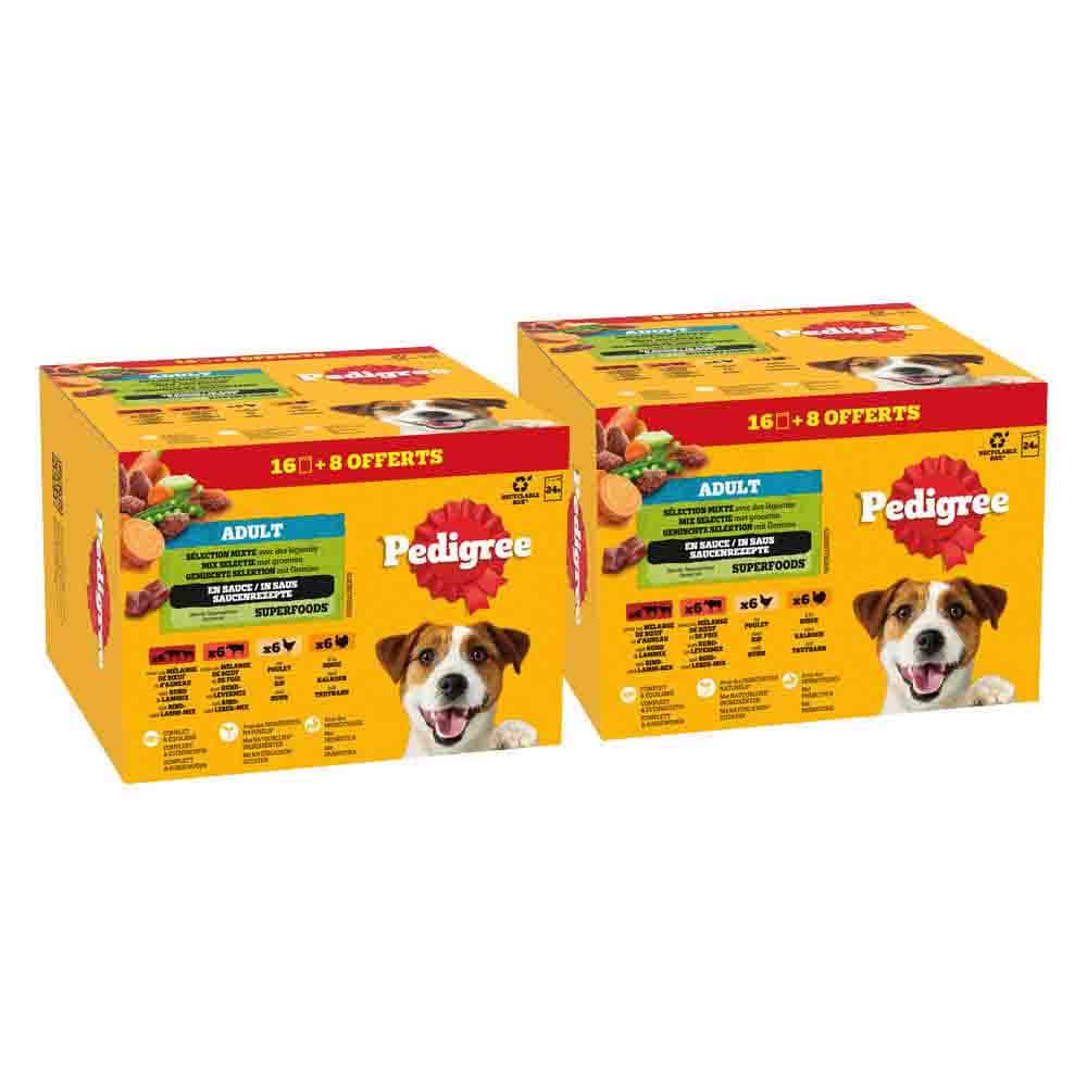 2x Pedigree Hondenvoer Nat Adult Selectie in Saus Multipack 24×100 gr