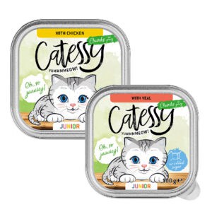 32x 100g Catessy Junior Hapjes in Saus Mix (2 soorten) nat kattenvoer