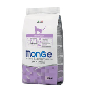 3x1,5kg Kip Gesteriliseerd Natuurlijk Superpremium Monge Kat