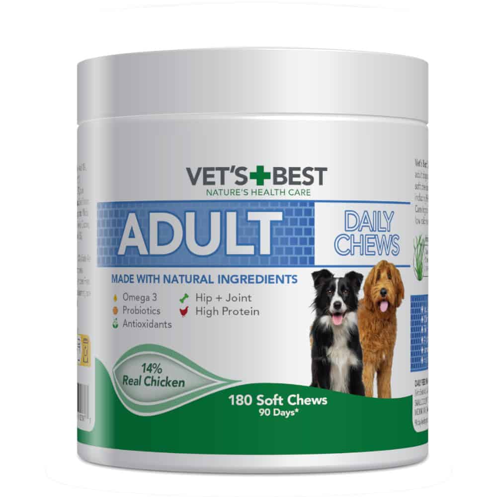 (180 Chews) Vet’s Best Adult Daily Chews Kip Aanvullende voeding voor honden – 400 g