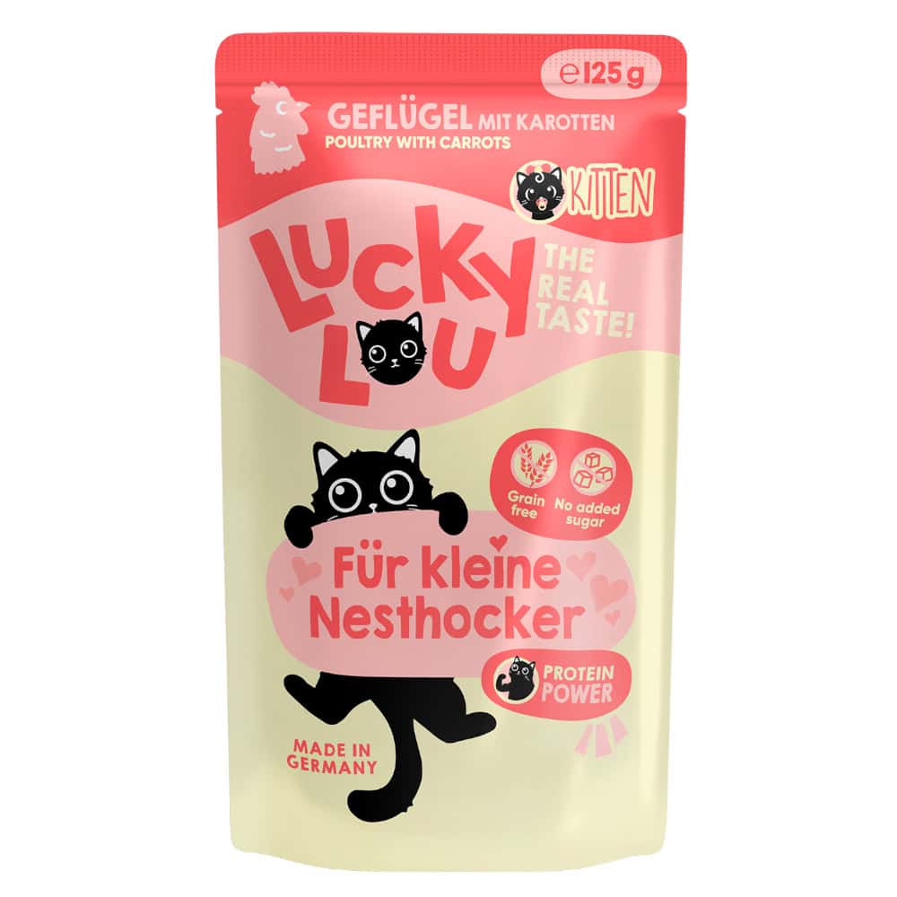 48x 125g Lucky Lou Lifestage Kitten Gevogelte Kattenvoer Nat