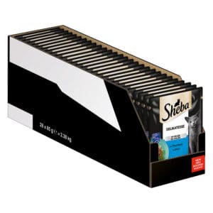56 x 85 g Megapack Sheba varianten Maaltijdzakjes delicatesse in gelei met tonijn nat kattenvoer