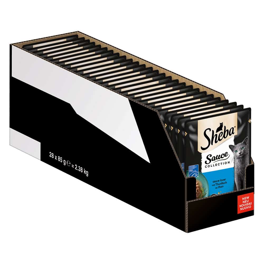 Sheba Megapack Varianten Maaltijdzakjes Saus Lover met Tonijn nat kattenvoer – 56 x 85 g