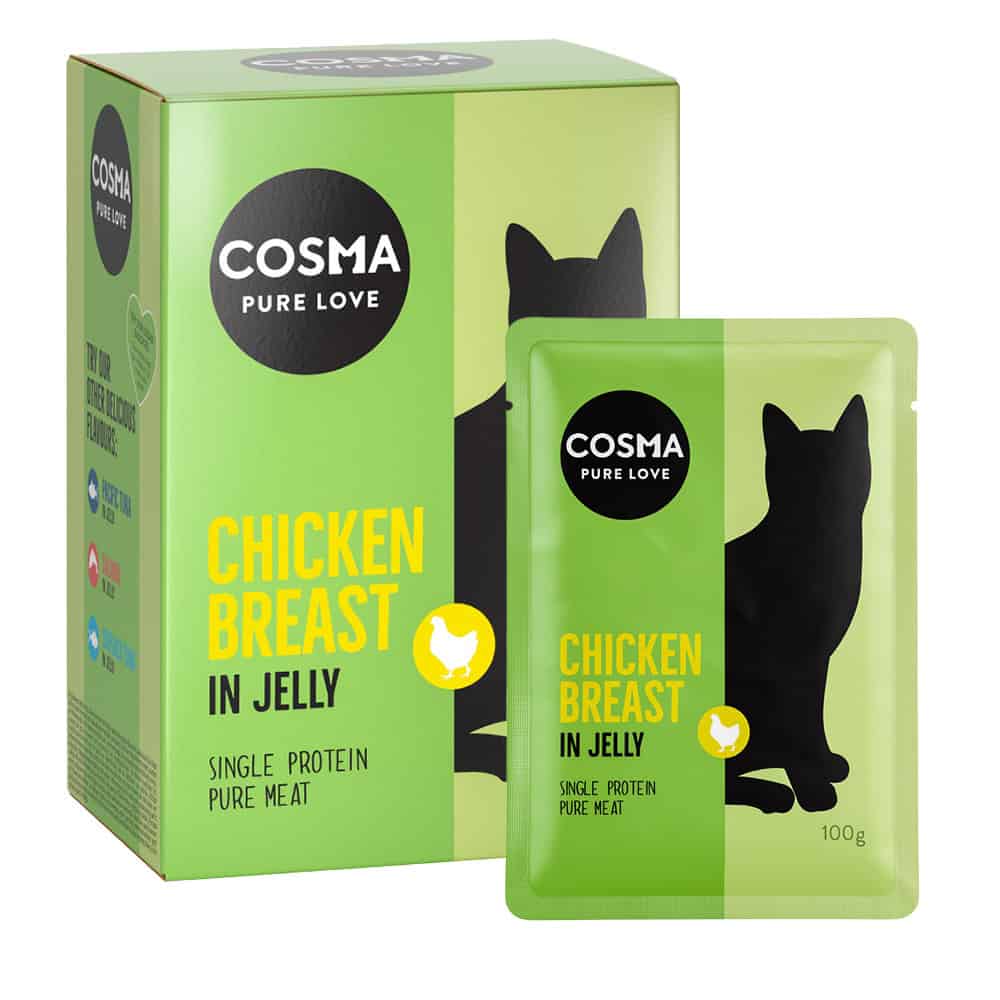 Cosma Original Vershoudzakjes Kippenborst Kattenvoer – 6 x 100 g