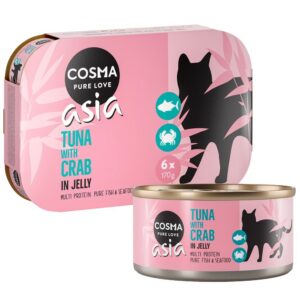 6x170g Thai / Asia in Gelei Tonijn met Krab Cosma Kattenvoer